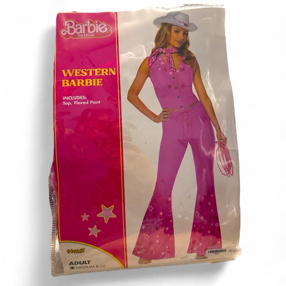 Barbie Pink Western Outfit with Stars woman’s medium 8-10